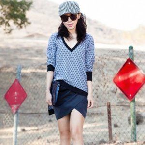 Leith Asymmetrical Black + White Sweater